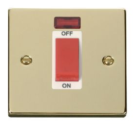 VPBR201WH  Deco Victorian 1 Gang 45A DP Switch With Neon